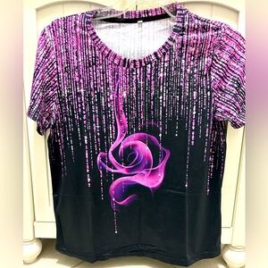 NWT- Gorgeous lightweight, vibrant, Pink and Black Women's Top-Small.